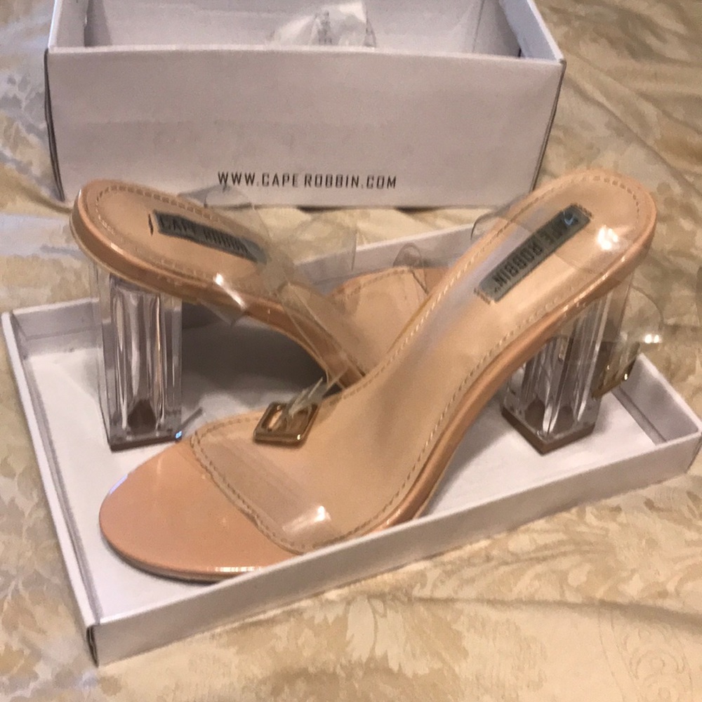 Lucite Clear Transparent heels size 9